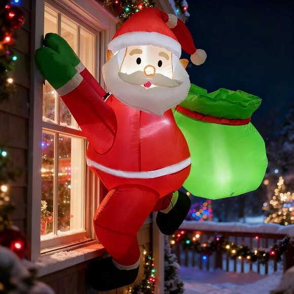 🆕4FT Christmas Inflatable Santa Claus Gift Bag Window Roof Outdoor Decoration - Picture 4 of 9